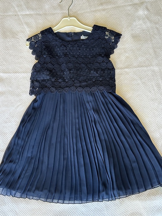 Mayoral Other - Elegant Mayoral Navy Crochet Lace Top Pleated Skirt Dress. Girl’s Size 8. NWT